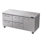 image of Blue Air BLUR72-D4LM-HC 72" 1-Door & 4-Drawer Undercounter Fridge, Stainless Steel, 20.2 Cu ft