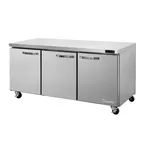 image of Blue Air BLUR72-HC 72" 3-Section Undercounter Refrigerator, Stainless Steel, 20.2 cu. ft., 3 Doors