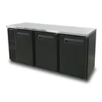 image of Blue Air BNB-72BT-HC 72" Three Solid Door Narrow Back Bar Cooler, Black Finish