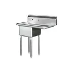 image of Blue Air BS1-18-12/R 39" One Compartment Sink, 18"W x 18"L Bowl w/Right-Hand Drainboard