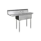 image of Blue Air BS2-18-12/L Two Compartment Sink, 18"W x 18"L Bowl w/Left-Hand Drainboard