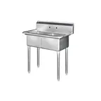 image of Blue Air BS2-18-12/N Two Compartment Sink, 18"W x 18"L Bowl Without Drainboard