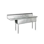 image of Blue Air BS3-18-12/L 75" Three Compartment Sink, 18"Wx18"L Bowl w/Left-Hand Drainboard
