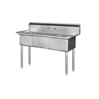 image of Blue Air BS3-18-12/N 60" Three Compartment Sink, 18"W x 18"L Bowl Without Drainboard