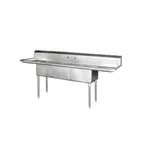 image of Blue Air BS3-24-14/2D 120" Three Compartment Sink, 24"W x 24"L Bowl With 2 Drainboards