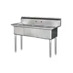 image of Blue Air BS3-24-14/N 78" Three Compartment Sink, 24"W x 24"L Bowl Without Drainboard
