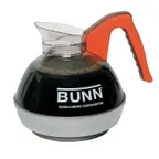 image of BUNN 06101.0103 Coffee Decanter, 64 oz (2 qt), Plastic Orange Handle, Stainless Steel Bottom – 3/Set