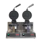 image of Adcraft BWM-7/R-2 7" Round Double Belgian Waffle Maker w/ Cast Aluminum Grids, 40 Waffles Per Hour