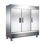 image of Coldline C-3FE 80-7/8" 3-Solid Door Reach-In Freezer, Bottom Mounted, 72 cu. ft., Stainless Steel Front & Sides
