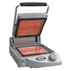 image of Cadco CPG-10FC(120) 13" Single Glass/Ceramic Clamshell Grill w/ Smooth Clear Plates, 120V
