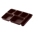 image of Cambro 10146DCP167 Tray – 6‑Compartment, Brown, 14" x 10" x 1‑7/16", Co‑Polymer, Dishwasher Safe
