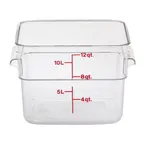 image of Cambro 12SFSCW135 CamSquare– 12 Qt ClearPC Square, 11-1/4"Lx12-1/4"Wx8-5/16"H, Red Handles, No Lid