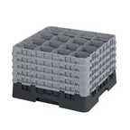 image of Cambro 16S1058110 Camrack Glass Rack, Black, Full Size, 19-3/4 x 19-3/4, 16 Compartments, 4-3/8 Max Dia, HACCP