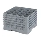 image of Cambro 16S1058151 Camrack Glass Rack, Soft Gray, Full Size, 19-3/4 x 19-3/4, 16 Compartments, 4-3/8 Max Dia, 11 Max Height