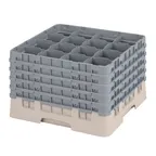 image of Cambro 16S1058184 Camrack Glass Rack, Full Size, Beige, 19-3/4" x 19-3/4", 16 Compartments, 11" Height