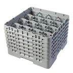image of Cambro 16S1114151 Camrack Glass Rack, Soft Gray, Full Size, 19-3/4" x 19-3/4", 16 Compartments, 4-3/8" Max Dia