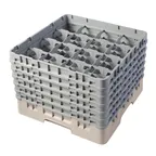 image of Cambro 16S1114184 Camrack Glass Rack, Full Size, 19-3/4 x 19-3/4, Beige, 16 Compartments, 4-3/8 Max Dia, HACCP