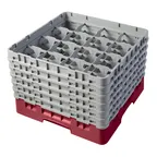 image of Cambro 16S1114416 Camrack Glass Rack, Full Size, 19-3/4 x 19-3/4, 16 Compartments, Cranberry Red, HACCP Compliant