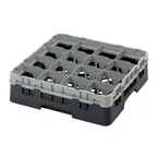 image of Cambro 16S418110 Camrack Glass Rack, Black, Full Size, 19-3/4 x 19-3/4, 16 Compartments, 4-3/8 Max Dia, HACCP