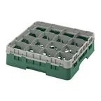 image of Cambro 16S418119 Camrack Glass Rack, Sherwood Green, Full Size, 19-3/4" x 19-3/4", 16 Compartments