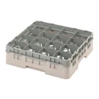 image of Cambro 16S418184 Camrack Glass Rack, Full Size, 19-3/4 x 19-3/4, 16 Compartments, Beige, HACCP Compliant