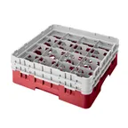 image of Cambro 16S434163 Camrack Glass Rack, Red, Full Size, 19-3/4 x 19-3/4, 16 Compartments