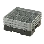 image of Cambro 16S638110 Camrack Glass Rack, Black, Full Size, 19-3/4 x 19-3/4, 16 Compartments
