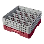 image of Cambro 16S638416 Camrack Glass Rack, Full Size, 19-3/4 x 19-3/4, 16 Compartments, Cranberry Red, HACCP Compliant