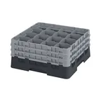 image of Cambro 16S738110 Camrack Glass Rack, Black, Full Size, 19-3/4 x 19-3/4, 16 Compartments