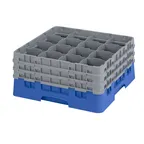 image of Cambro 16S738168 Camrack Glass Rack, Full Size, Blue, 19-3/4 x 19-3/4, 16 Compartments, HACCP Compliant