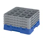 image of Cambro 16S900168 Camrack Glass Rack, Full Size, 19-3/4 x 19-3/4, Blue, 16 Compartments, 4-3/8 Max Dia