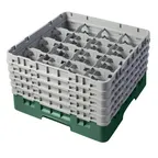 image of Cambro 16S958119 Camrack Glass Rack, Sherwood Green, Full Size, 19-3/4" x 19-3/4", 16 Compartments