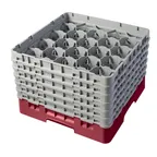 image of Cambro 20S1114416 Camrack Glass Rack, Full Size, 20 Compartments, Cranberry Red, 19-3/4 x 19-3/4, 11-3/4 Height