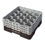image of Cambro 20S638167 Camrack Glass Rack, Brown, Full Size, 19-3/4" x 19-3/4", 20 Compartments, 3-7/8" Max Dia, HACCP Compliant