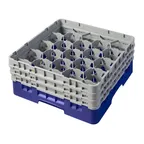 image of Cambro 20S638168 Camrack Glass Rack, Blue, Full Size, 19-3/4" x 19-3/4", 20 Compartments, 3-7/8" Max Dia, HACCP