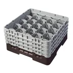 image of Cambro 20S800167 Camrack Glass Rack, Full Size, 20 Compartments, Brown, 19-3/4 x 19-3/4 x 10-1/2, HACCP