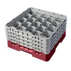 image of Cambro 20S800416 Camrack Glass Rack, 20 Compartments, Full Size, 19-3/4" x 19-3/4", Cranberry Red, HACCP Compliant