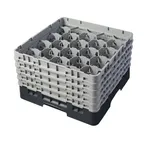 image of Cambro 20S958110 Camrack Glass Rack, Black, Full Size, 20 Compartments, 3-7/8" Max Dia, 10-1/8" Max Height