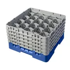 image of Cambro 20S958168 Camrack Glass Rack, Blue, Full Size, 20 Compartments, 3-7/8" Max Dia, 10-1/8" Max Height
