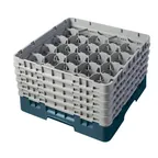 image of Cambro 20S958414 Camrack Glass Rack, Teal, Full Size, 20 Compartments, 3-7/8" Max Dia, 10-1/8" Max Height