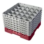 image of Cambro 25S1114416 Camrack Glass Rack, Full Size, 19-3/4 x 19-3/4, 25 Compartments, Cranberry Red, HACCP Compliant