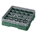 image of Cambro 25S318119 Camrack Glass Rack, Sherwood Green, Full Size, 19-3/4 x 19-3/4, 25 Compartments