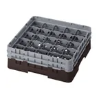 image of Cambro 25S434167 Camrack Glass Rack, Brown, Full Size, 19-3/4 x 19-3/4, 25 Compartments, 3-7/16 Max Dia, 5-1/4 Max Height