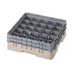 image of Cambro 25S434184 Camrack Glass Rack, Full Size, 19-3/4 x 19-3/4, 25 Compartments, Beige, HACCP Compliant