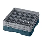 image of Cambro 25S434414 Camrack Glass Rack, Teal, Full Size, 19-3/4 x 19-3/4, 25 Compartments, 3-7/16 Max Dia, 5-1/4 Max Height
