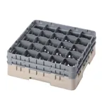 image of Cambro 25S534184 Camrack Glass Rack, Full Size, Beige, 19-3/4"x19-3/4"x7-1/4", 25 Compartments, 3-7/16" Max Dia