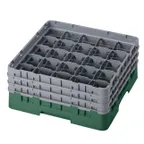 image of Cambro 25S638119 Camrack Glass Rack, Sherwood Green, Full Size, 19-3/4" x 19-3/4", 25 Compartments