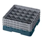 image of Cambro 25S638414 Camrack Glass Rack, Teal, Full Size, 19-3/4 x 19-3/4, 25 Compartments, 3-7/16 Max Dia, 6-7/8 Max Height