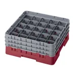 image of Cambro 25S638416 Camrack Glass Rack, Full Size, 19-3/4 x 19-3/4, 25 Compartments, Cranberry Red, HACCP Compliant