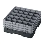 image of Cambro 25S738110 Camrack Glass Rack, Black, Full Size, 19-3/4 x 19-3/4, 25 Compartments, 3-7/16 Max Dia, HACCP